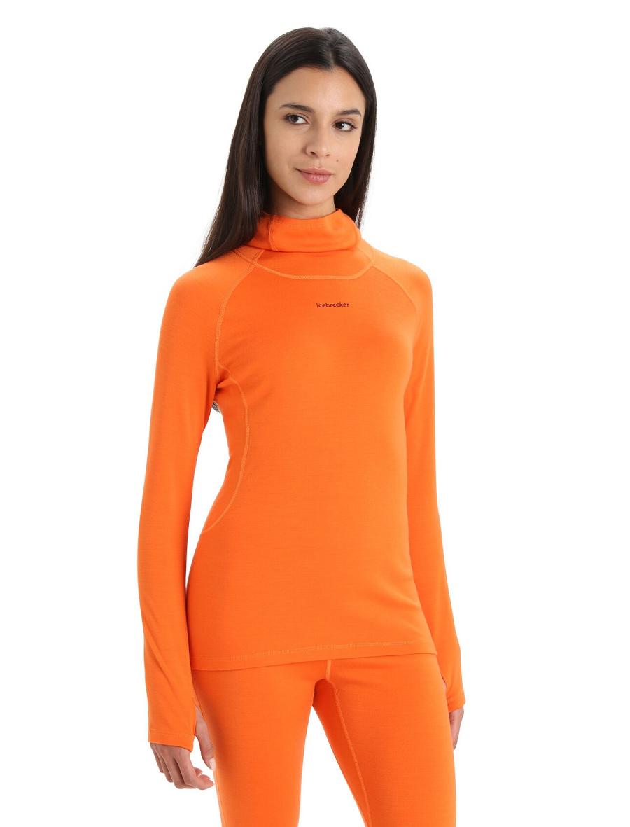 Base Layers Icebreaker MerinoFine™ Long Sleeve Roll Neck Damskie Pomarańczowe | PL 1053EBCX